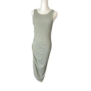 HYFVE Sage Ruched Asymmetrical Bodycon Tank Midi Dress Size L
